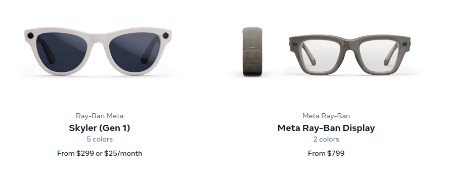 Two older pairs of Meta glasses. Don't be a dick. Don't buy these things, and don't wear them.