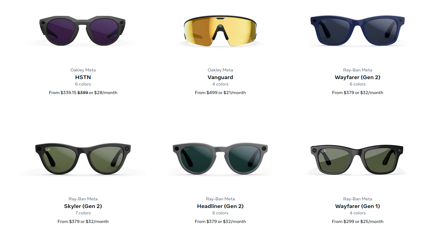 Six pairs of Meta glasses. What kind of stalker would buy these and wear them? If you know someone who has them, mock them and refuse to hang out with them when they have these things on, or in their bag.